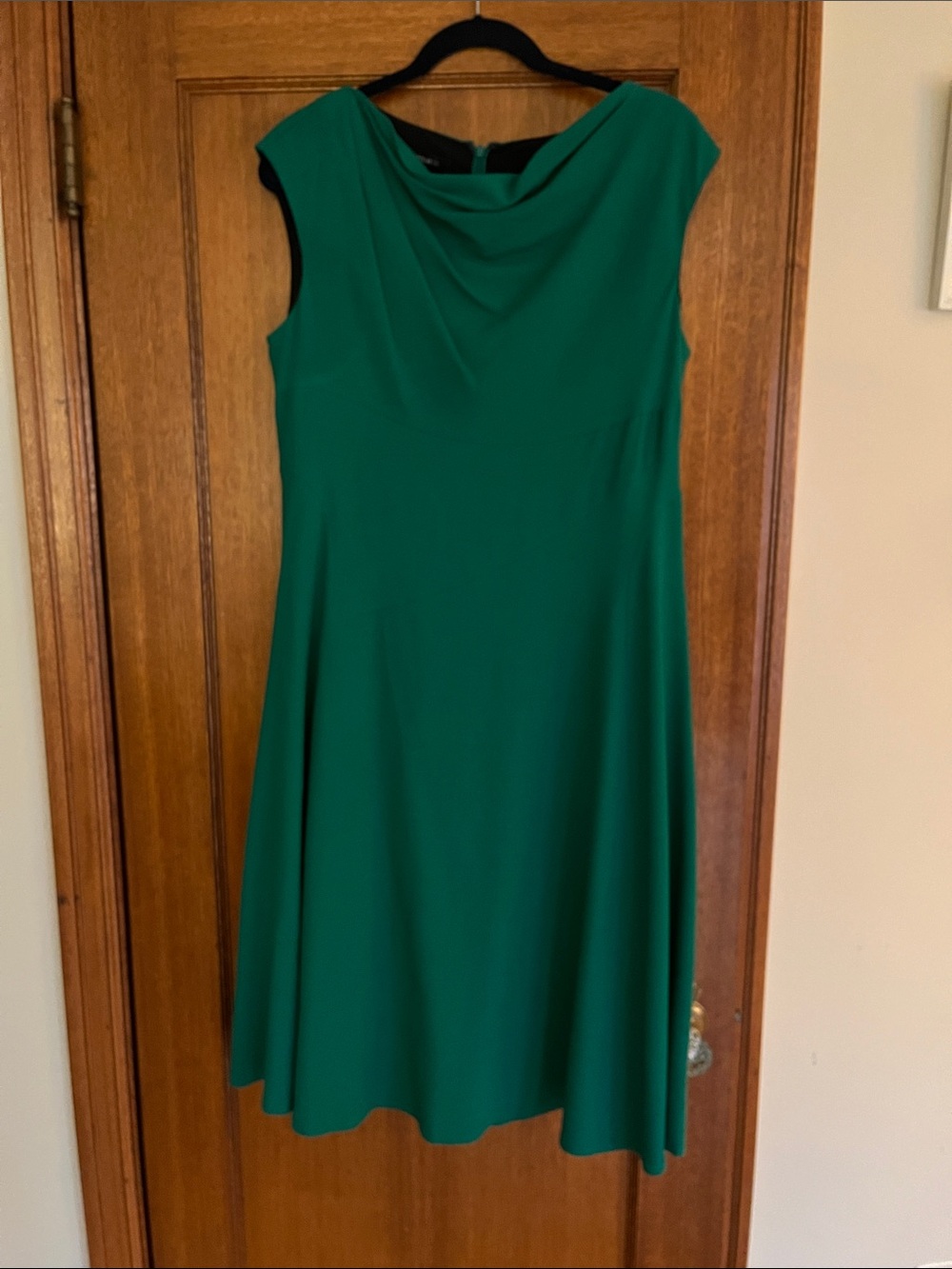 Lafayette 148 New York Emerald Green Draped Neck Midi Dress